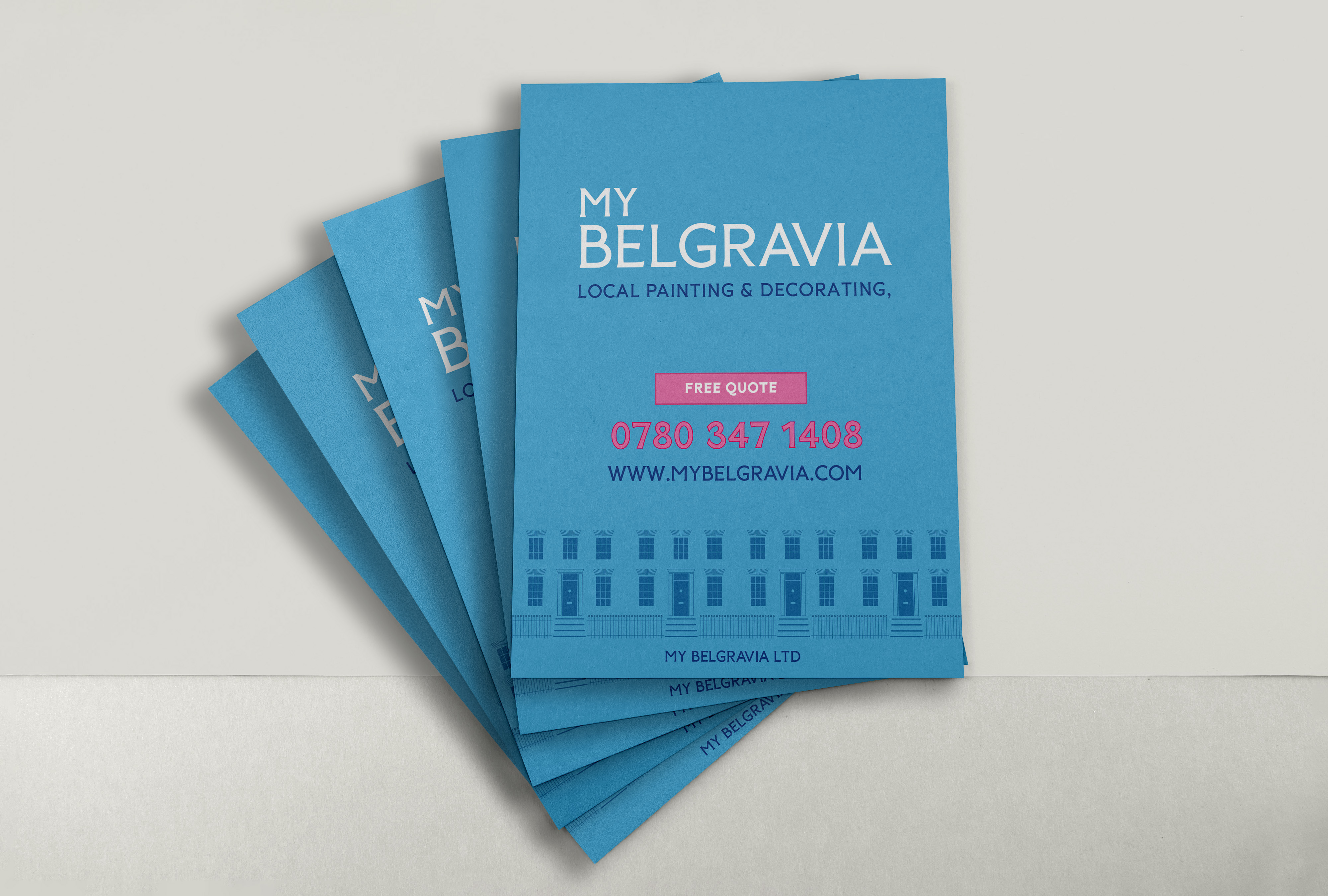 A5 leaflet for a local painting & decorating service in Belgravia, London, using custom type.